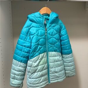 Columbia Kids Teal and Light Blue Puffer Jacket, Size Small 7/8